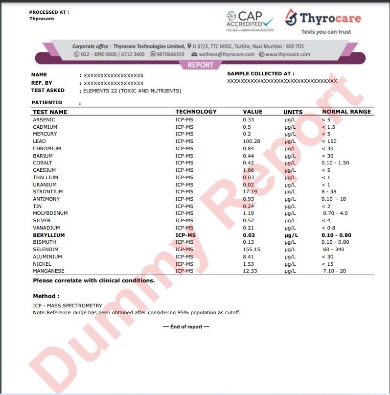 Heavy Metal Toxicity and Essential Element Tests at ₹1,899 3 Heavy metals, blood toxicity, and nutrient elements profile test