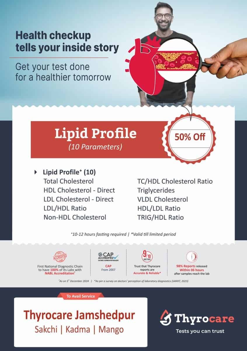 Lipid Profile Test in Jamshedpur - Best Price from Thyrocare Lab Lipid Profile Test in Jamshedpur at the Best Price