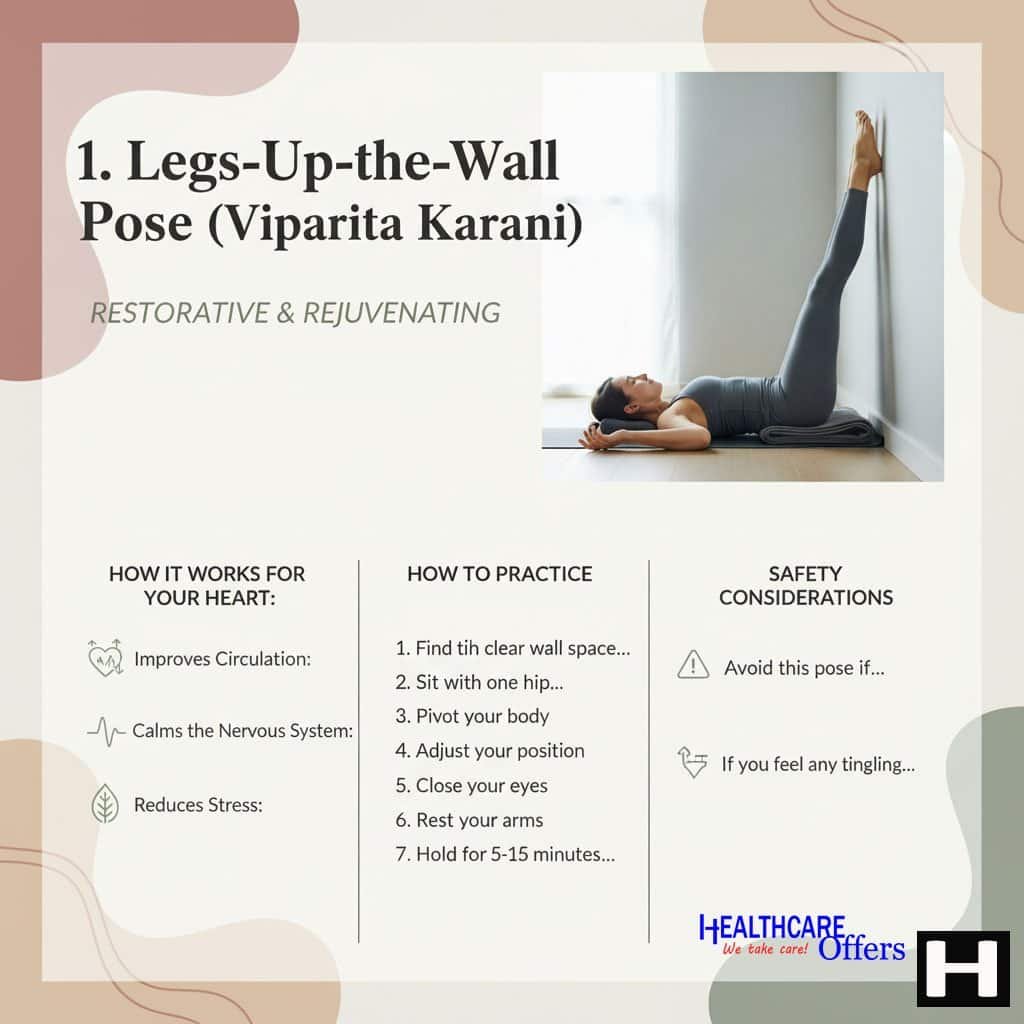Yoga to reduce cardiovascular risk - Legs up the wall pose - Viparita Karani - Info graph