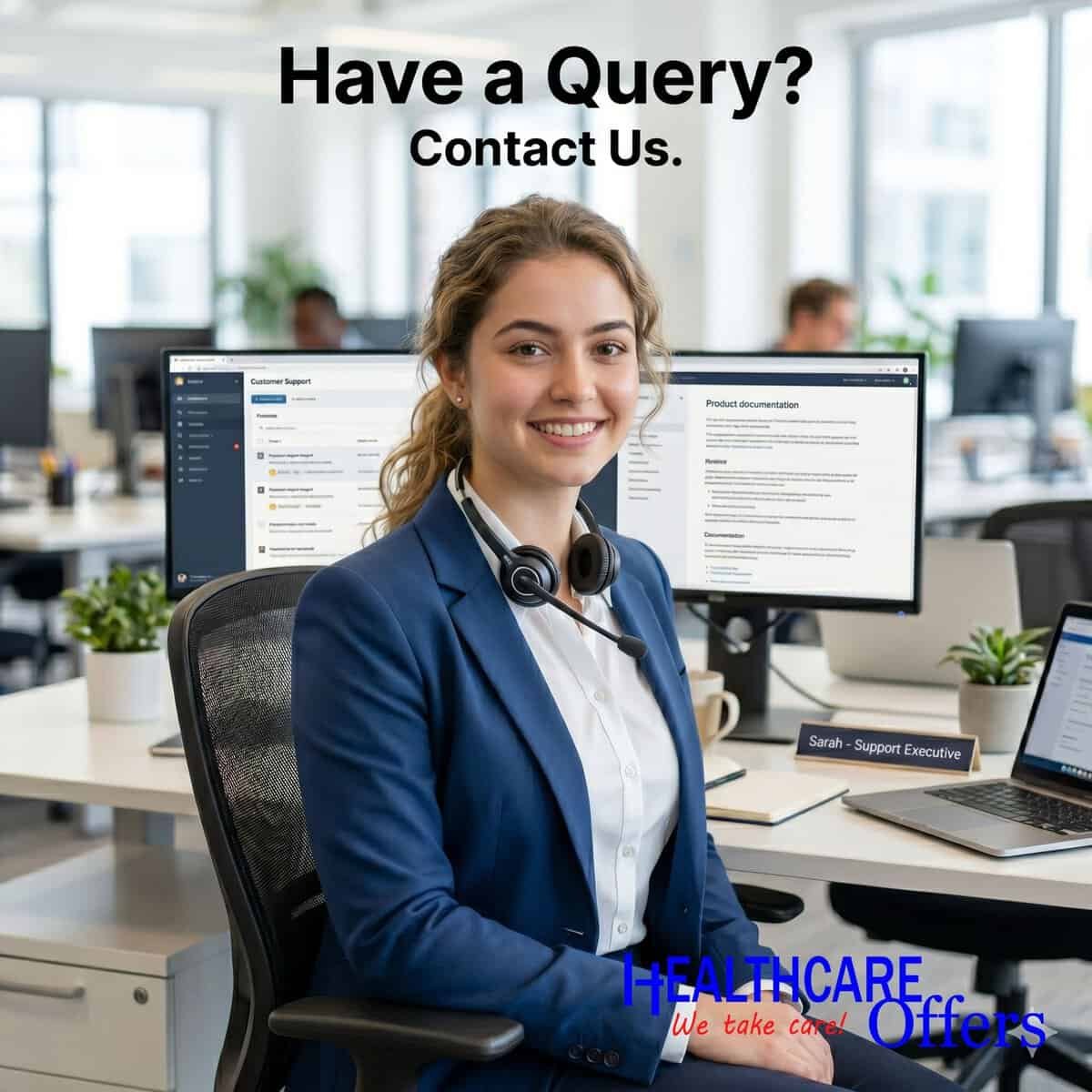 Contact Healthcare Offers for service, support, escalation, partnership, career opportunity, and general queries